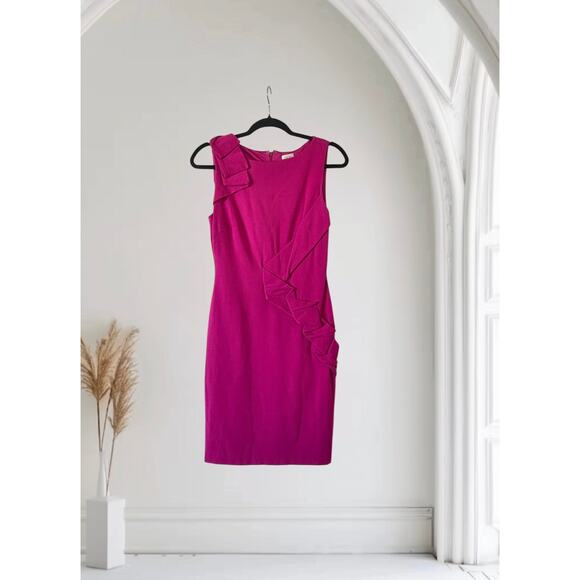 Vintage Cache Ponte Knit Sheath
Dress Ruffle Fitted Size 4 - Picture 1 of 7